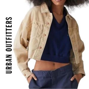 Urban Outfitters BDG Brooklyn Cropped Corduroy Jacket Cream/Ivory sz M NWT